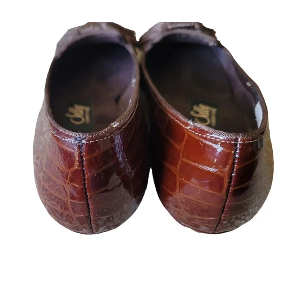 Selby Vintage Brown Leather Croc With Tassles Confort Flex Flats Size 6.5 - Picture 4 of 11